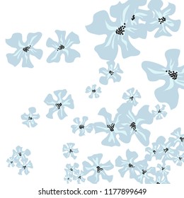 Small Flowers. Gentle Small Violets on White Background. Vector Texture for Banner, Cover, Poster. Trendy Natural Ground in Vintage Style.