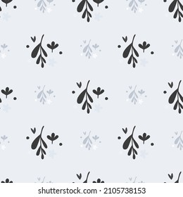 Small flowers and leaf seamless pattern. Floral endless ornament. Simple botanical backdrop. Doodle style print. Design for fabric , textile print, surface, wrapping, cover, Vector illustration