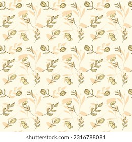 small flowers and leaves repeated pattern background