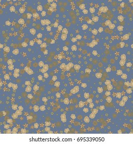 Small Flowers. Light Retro Pattern. Seamless Calico Print. Faded Flowers in Vintage Style. Liberty Rustic Pattern for Chintz, Textile, Feminine Fabric, Wallpaper