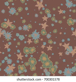 Small Flowers. Light Retro Pattern. Seamless Calico Print. Faded Flowers in Vintage Style. Liberty Rustic Pattern for Chintz, Textile, Feminine Fabric, Wallpaper