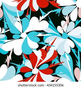 small flowers on red background seamless pattern