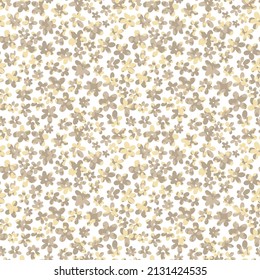 Small Flowers on White Background. Light Retro Pattern. Calico Print. Faded pastel spring yellow Flowers in Vintage Style. Liberty Rustic Pattern for Chintz, Textile, Feminine Fabric, Wallpaper