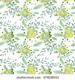 Small Flowers on White Background. Light Retro Pattern. Seamless Calico Print. Faded Flowers in Vintage Style. Liberty Rustic Pattern for Chintz, Textile, Feminine Fabric, Wallpaper