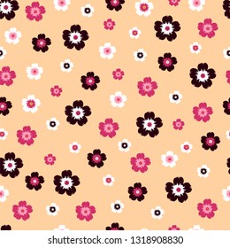 small flowers on yellow background. seamless pattern