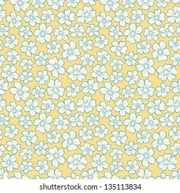 Small flowers on yellow background in retro style