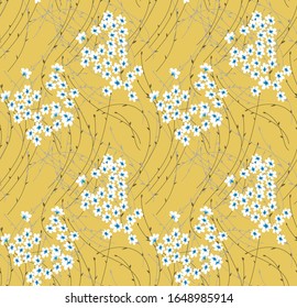 Small flowers on yellow background