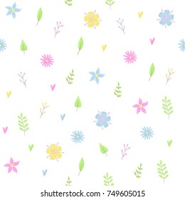 Small flowers pattern with daisy, romantic design