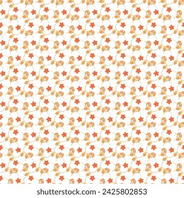 Small flowers pattern with leaves in vector.