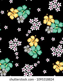 small flowers pattern on black  background