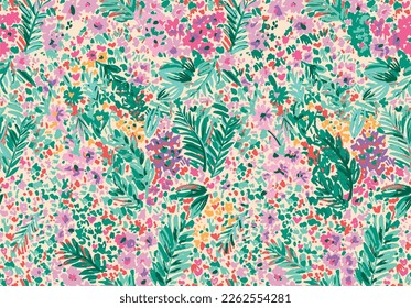 Small flowers pattern. Plant background for fashion, tapestries, prints. Modern floral design perfect for fashion and decoration