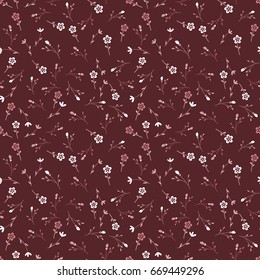 Small flowers pattern. Seamless floral background for wrapping, textile, wallpaper. Soft tile. Vector flourish texture. Cotton design. 