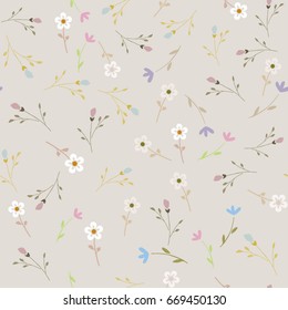 Patrón de flores pequeñas. Fondo floral transparente para envolver, textil, papel tapiz. Baldosa suave. Vector florece textura. Diseño de algodón. 