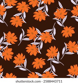 Small flowers pattern with watercolor look. Plant background for fashion, tapestries, prints. Modern floral design perfect for fashion and decoration