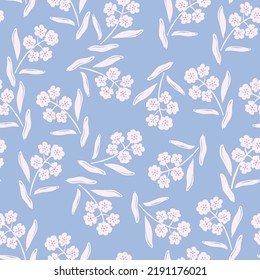 Small flowers and petals seamless pattern. Ideal for printing for fabric. Cute children fashion. Pastel pattern. Vector illustration. Vector illustration