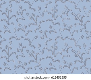 Small Flowers in Seamless Pattern. Black And White Simple Texture. Dense Floral Ornament for Chintz, Calico, Wallpaper, Printed Cotton. Feminine Minimalistic Pattern. Vintage Upholstery