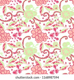 Small Flowers. Seamless Pattern in Country Style. Autumn Floral Texture with Hand Drawn Doodles. Small Natural Rapport for Fabric, Linen, Textile. Vector Seamless Background with Wild Flowers.