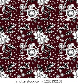 Small Flowers. Seamless Pattern in Country Style. Summer Floral Texture with Hand Drawn Doodles. Small Natural Rapport for Dress, Cloth, Paper. Vector Seamless Background with Wild Flowers.