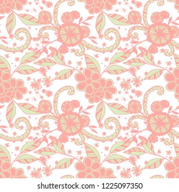 Small Flowers. Seamless Pattern in Country Style. Summer Floral Texture with Hand Drawn Doodles. Small Natural Rapport for Dress, Print, Paper. Vector Seamless Background with Wild Flowers.