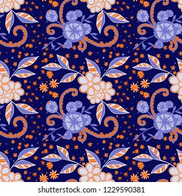 Small Flowers. Seamless Pattern in Country Style. Summer Floral Texture with Hand Drawn Doodles. Small Natural Rapport for Dress, Print, Paper. Vector Seamless Background with Wild Flowers.