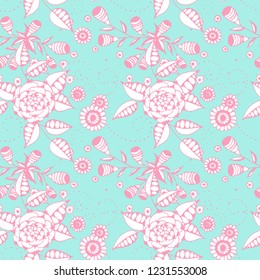 Small Flowers. Seamless Pattern in Country Style. Spring Floral Texture with Hand Drawn Doodle Blossoms, Leaves and Buds. Small Natural Rapport for Chintz, Cotton, Calico. Vector.