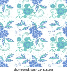 Small Flowers. Seamless Pattern in Country Style. Autumn Floral Texture with Hand Drawn Doodles. Small Natural Rapport for Chintz, Linen, Textile. Vector Seamless Background with Wild Flowers.