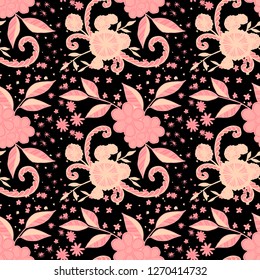 Small Flowers. Seamless Pattern in Country Style. Spring Floral Texture with Hand Drawn Doodles. Small Natural Rapport for Fabric, Cloth, Paper. Vector Seamless Background with Wild Flowers.