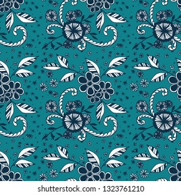 Small Flowers. Seamless Pattern in Country Style. Autumn Floral Texture with Hand Drawn Doodles. Small Natural Rapport for Chintz, Linen, Textile. Vector Seamless Background with Wild Flowers.