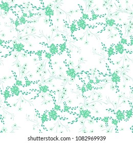 Small Flowers. Seamless Pattern with Cute Daisy Flowers and Pansies. Girlie Texture in Rustic Style for Fabric, Print, Textile. Vector Spring Rapport.