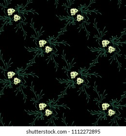Small Flowers. Seamless Pattern with Cute Daisy Flowers. Feminine Rapport for Linen, Textile, Fabric in Trendy Liberty Style. Colorful Seamless Pattern with Tiny Flowers. Vector Background.
