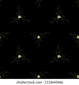 Small Flowers. Seamless Pattern with Cute Daisy Flowers. Feminine Rapport for Linen, Fabric, Wallpaper in Trendy Liberty Style. Colorful Seamless Pattern with Tiny Flowers. Vector Background.