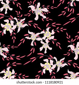 Small Flowers. Seamless Pattern with Cute Daisy Flowers and Pansies. Girlie Texture in Liberty Style for Fabric, Calico, Paper. Vector Spring Rapport.