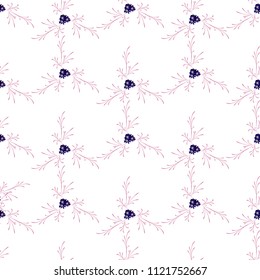Small Flowers. Seamless Pattern with Cute Daisy Flowers. Feminine Rapport for Textile, Fabric, Wallpaper in Trendy Rustic Style. Colorful Seamless Pattern with Tiny Flowers. Vector Background.