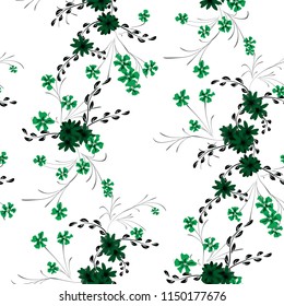 Small Flowers. Seamless Pattern with Cute Daisy Flowers and Pansies. Pretty Texture in Rustic Style for Linen, Textile, Chintz. Vector Spring Rapport.