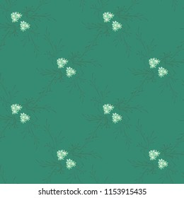 Small Flowers. Seamless Pattern with Cute Daisy Flowers. Feminine Rapport for Linen, Fabric, Wallpaper in Trendy Country Style. Colorful Seamless Pattern with Tiny Flowers. Vector Background.