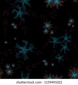 Small Flowers. Seamless Pattern with Cute Daisy Flowers and Pansies. Girlie Texture in Liberty Style for Fabric, Calico, Paper. Vector Spring Rapport.