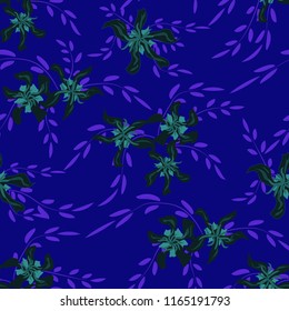 Small Flowers. Seamless Pattern with Cute Daisy Flowers and Pansies. Trendy Texture in Country Style for Linen, Textile, Wallpaper. Vector Spring Rapport.
