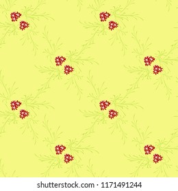 Small Flowers. Seamless Pattern with Cute Daisy Flowers. Feminine Rapport for Linen, Textile, Fabric in Trendy Liberty Style. Colorful Seamless Pattern with Tiny Flowers. Vector Background.