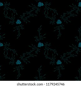 Small Flowers. Seamless Pattern with Cute Daisy Flowers. Feminine Rapport for Linen, Textile, Fabric in Trendy Rustic Style. Colorful Seamless Pattern with Tiny Flowers. Vector Background.
