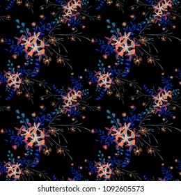 Small Flowers. Seamless Pattern with Gentle Wildflowers. Girlie Natural Background in Country Style with Small Blossoms of Daisy Flowers. Vector Ditsy Pattern for Wallpaper, Linen. Floral Texture