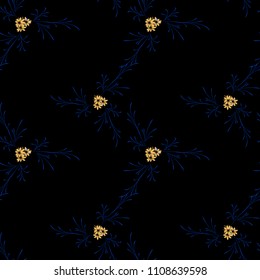 Small Flowers. Seamless Pattern with Gentle Daisy Flowers. Feminine Rapport for Textile, Fabric, Wallpaper in Trendy Liberty Style. Colorful Seamless Pattern with Tiny Flowers. Vector Background.
