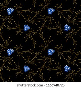 Small Flowers. Seamless Pattern with Gentle Daisy Flowers. Feminine Rapport for Linen, Textile, Fabric in Trendy Country Style. Colorful Seamless Pattern with Tiny Flowers. Vector Background.