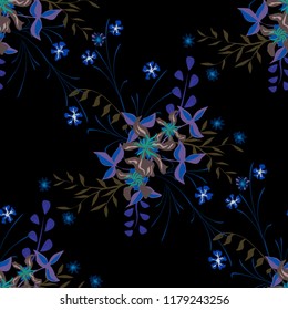 Small Flowers. Seamless Pattern with Gentle Wildflowers. Girlie Natural Background in Country Style with Small Blossoms of Daisy Flowers. Vector Ditsy Pattern for Paper, Linen, Chintz. Floral Texture