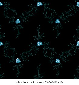 Small Flowers. Seamless Pattern with Gentle Daisy Flowers. Feminine Rapport for Linen, Textile, Fabric in Trendy Liberty Style. Colorful Seamless Pattern with Tiny Flowers. Vector Background.