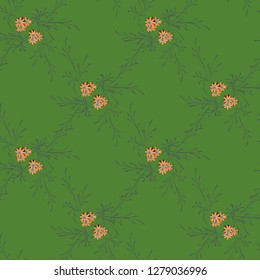 Small Flowers. Seamless Pattern with Gentle Daisy Flowers. Feminine Rapport for Linen, Textile, Wallpaper in Trendy Liberty Style. Colorful Seamless Pattern with Tiny Flowers. Vector Background.