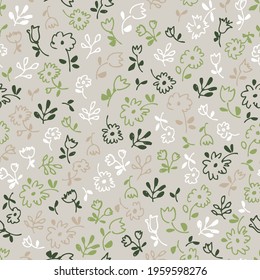 Small flowers seamless pattern, hand drawn floral decorative fabric background