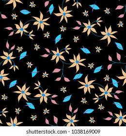 Small Flowers. Seamless Pattern in Liberty Style. Cute Floral Background for Textile, Fabric, Print. Feminine Natural Pattern with Small Floral Motives.