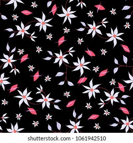 Small Flowers. Seamless Pattern in Liberty Style. Cute Floral Background for Textile, Fabric, Print. Feminine Natural Pattern with Small Floral Motives.