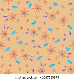 Small Flowers. Seamless Pattern in Liberty Style. Cute Floral Background for Textile, Fabric, Print. Feminine Natural Pattern with Small Floral Motives.