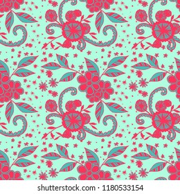 Small Flowers. Seamless Pattern in Liberty Style. Autumn Floral Texture with Hand Drawn Doodles. Small Natural Rapport for Chintz, Linen, Calico. Vector Seamless Background with Wild Flowers.